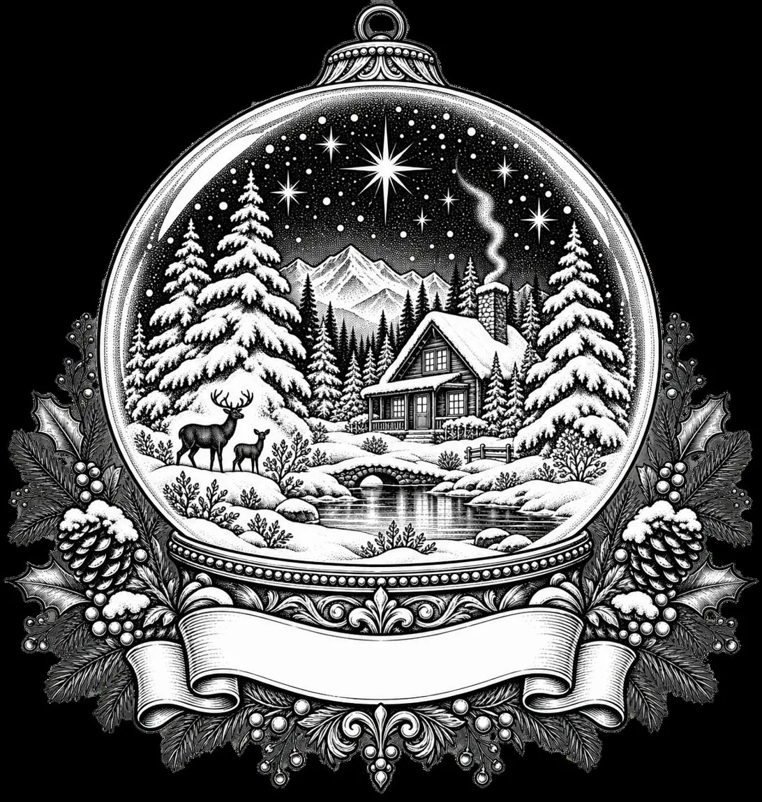 Winter Cabin Ornament Design artwork