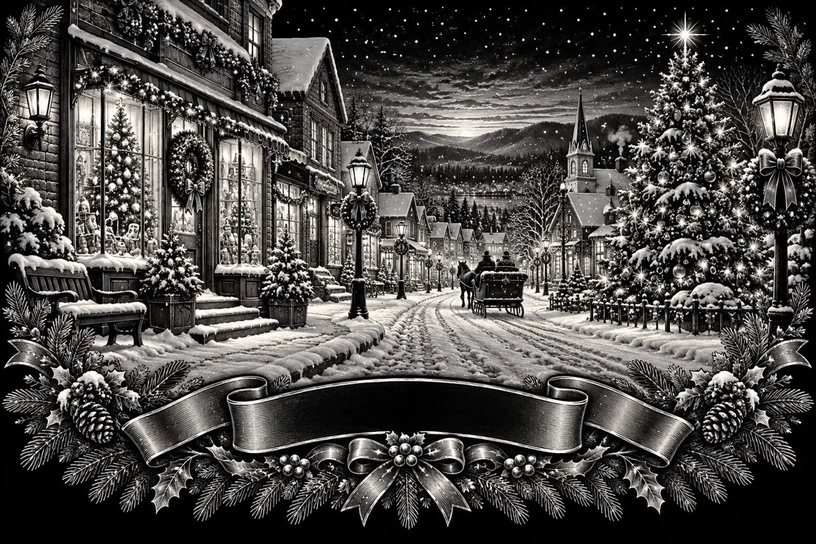 Winter Village Slate Scene artwork