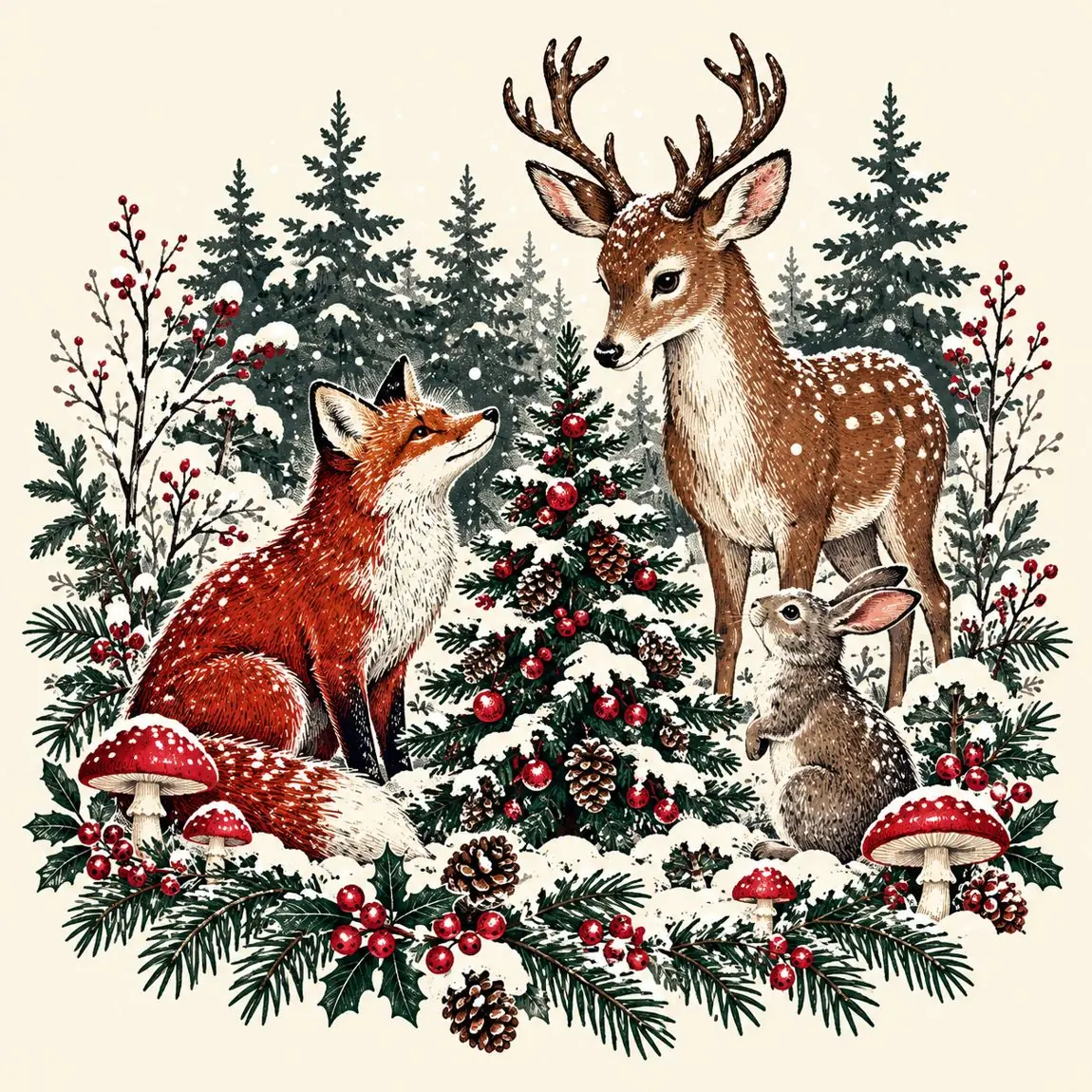 Woodland Holiday Tote Design artwork